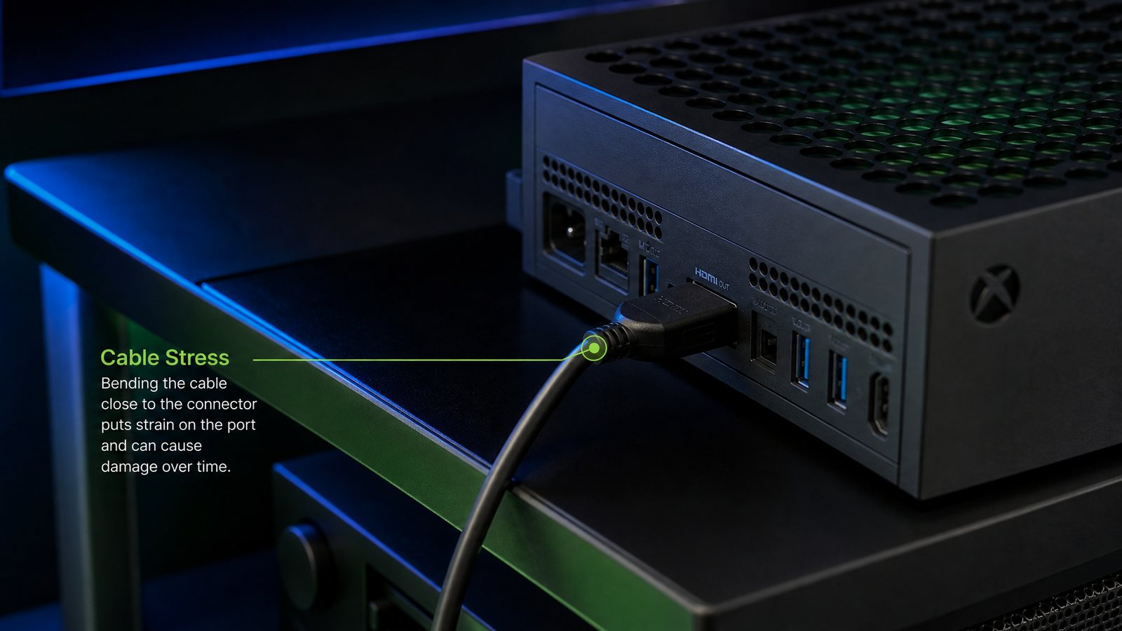 Console HDMI port and cable handled with care to prevent no signal damage